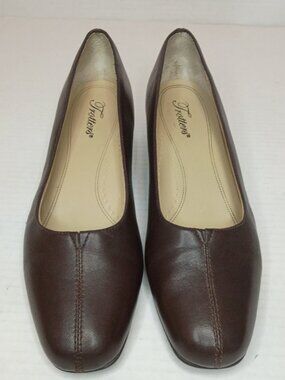 Trotters Doris Brown Leather Low Heel Pumps Women's Size 9N Narrow